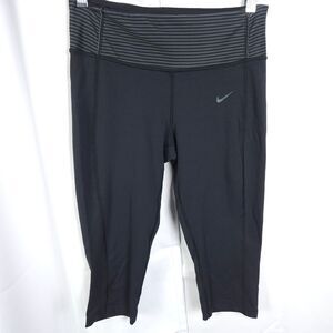 Nike Dri-Fit Womens Medium Black Pull On Athletic Mid Rise Yoga Leggings Capris